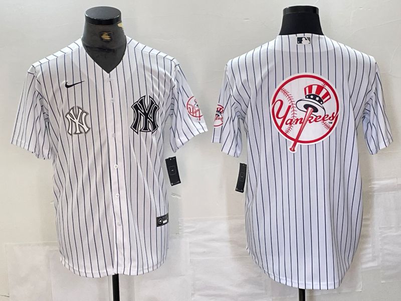 Men New York Yankees Blank White Stripe Second generation joint name Nike 2024 MLB Jersey style 8
